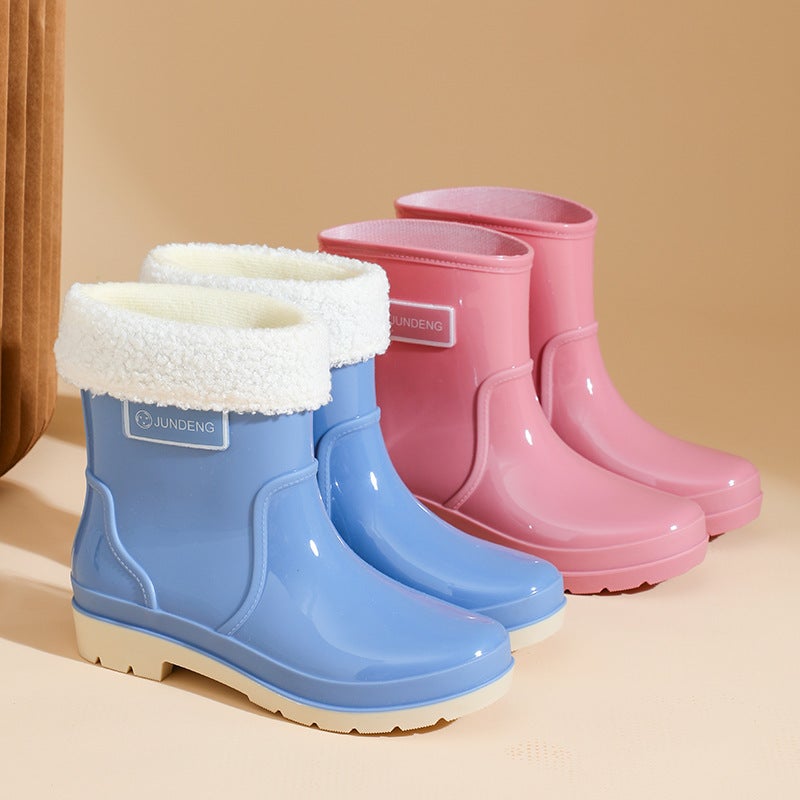 New Fashion Women'S Waterproof Rain Boots All-Match Trend Comfortable Wear-Resistant Warm Water Shoes Kitchen Camping Rain Boots - Image 2